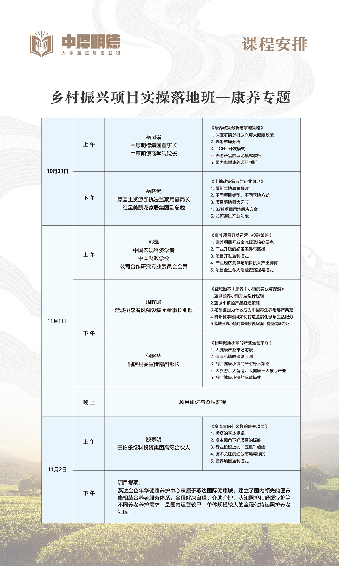 中厚明德集團(tuán)：第54期《鄉(xiāng)村振興項(xiàng)目實(shí)操落地班》——康養(yǎng)專題